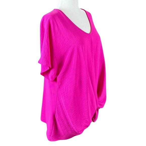 CHIC SOUL HOT PINK SHORT SLEEVE BLOUSE, SIZE 2X - Picture 4 of 4